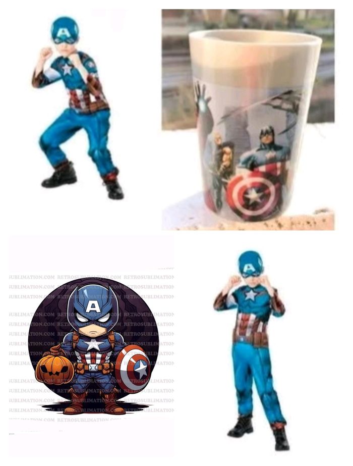 Spécial Halloween déguisement captain America 3/4 ans sur cintre et gobelet - photo numéro 2