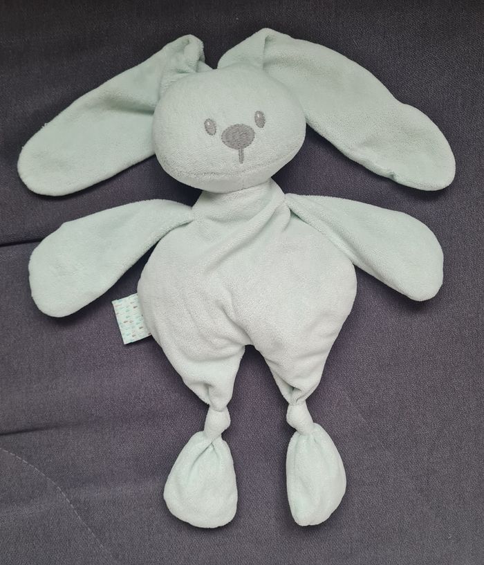 Doudou semi plat Lapin Lapidou vert menthe- Nattou