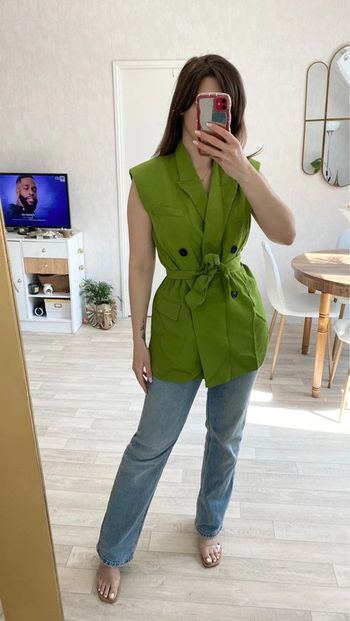 Veste sans manche blazer avec ceinture