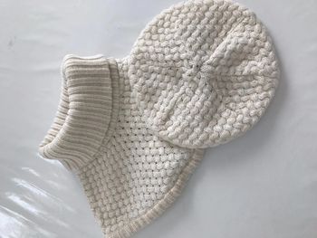 Béret et Tour de Cou fille en tricot fil brillant ivoire