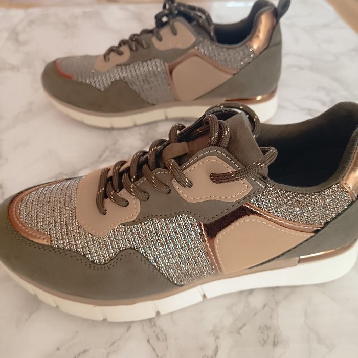 Texto baskets vert kaki cuivré irisé pointure 36 - photo numéro 7