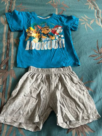 Ensemble short tee shirt pat patrouille paw patrol 3 ans