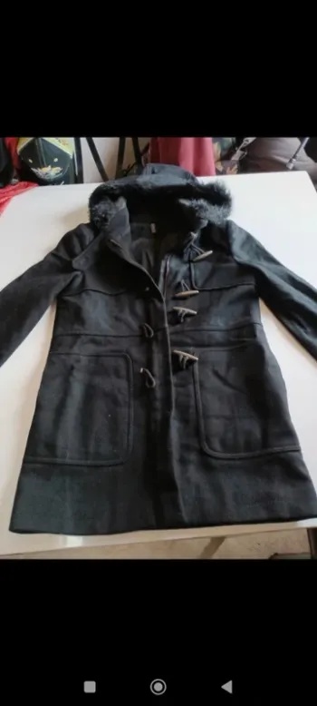 Blouson manteau duffle-coat femme Naf Naf taille 34 à capuche 80%de laine