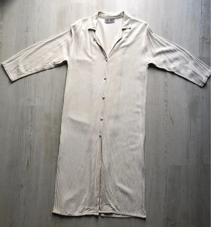 AN45- Veste ou robe longue (lin et coton) T2- 40/42 - photo numéro 3