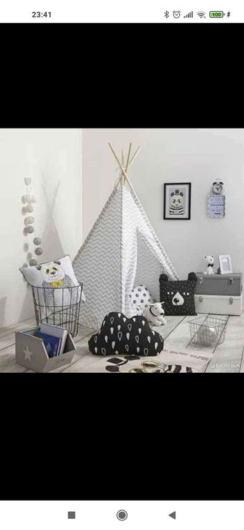 Tipi gris chambre bébé/ enfant, Atmosphera, NEUF