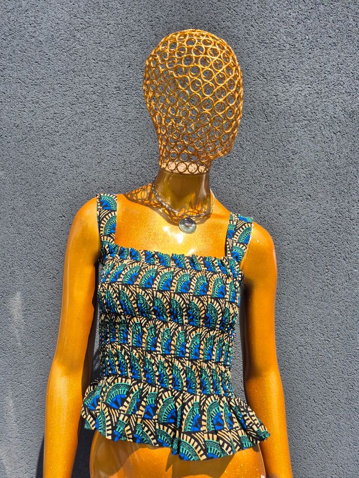 Top Femme Plissé Bleu Marine Taille XL/42