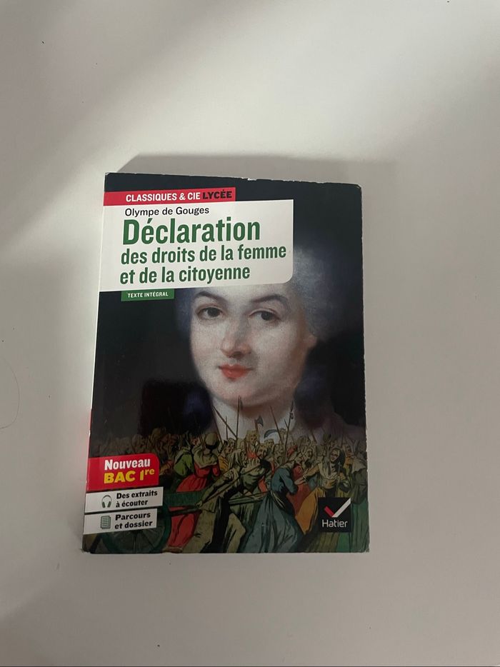 Livre la déclaration des droits de la femme et de la citoyenne