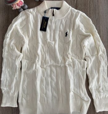 RALPH LAUREN Pull demi-zippé en coton torsadé