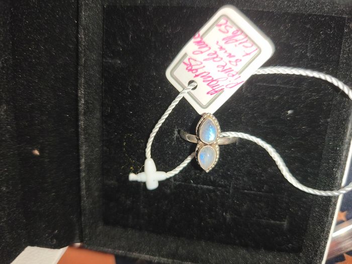 Bague hippie en argent et pierres de lune artisanale - photo numéro 3