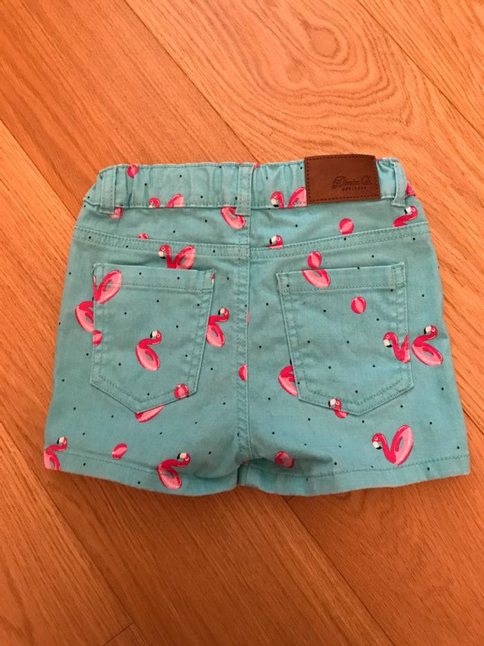 Short fille  bleu turquoise et impression rose - photo numéro 5