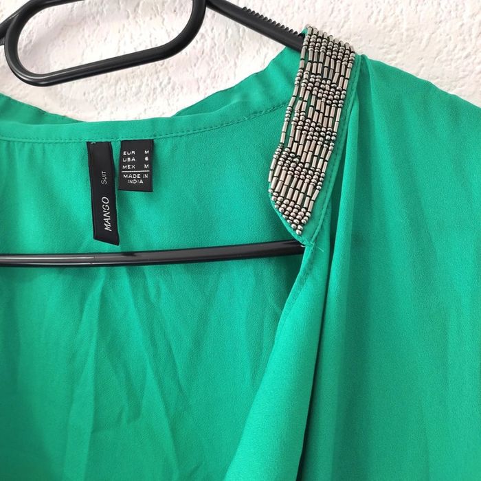 Robe Courte d'été légère. Marque Mango. Couleur Verte.Taille M - photo numéro 6