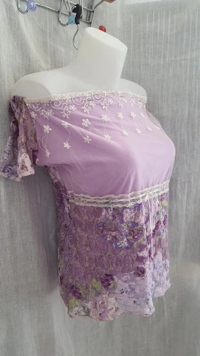 Tee-shirt mauve femme "Jacqueline RIU" Taille 2/38 - photo numéro 3