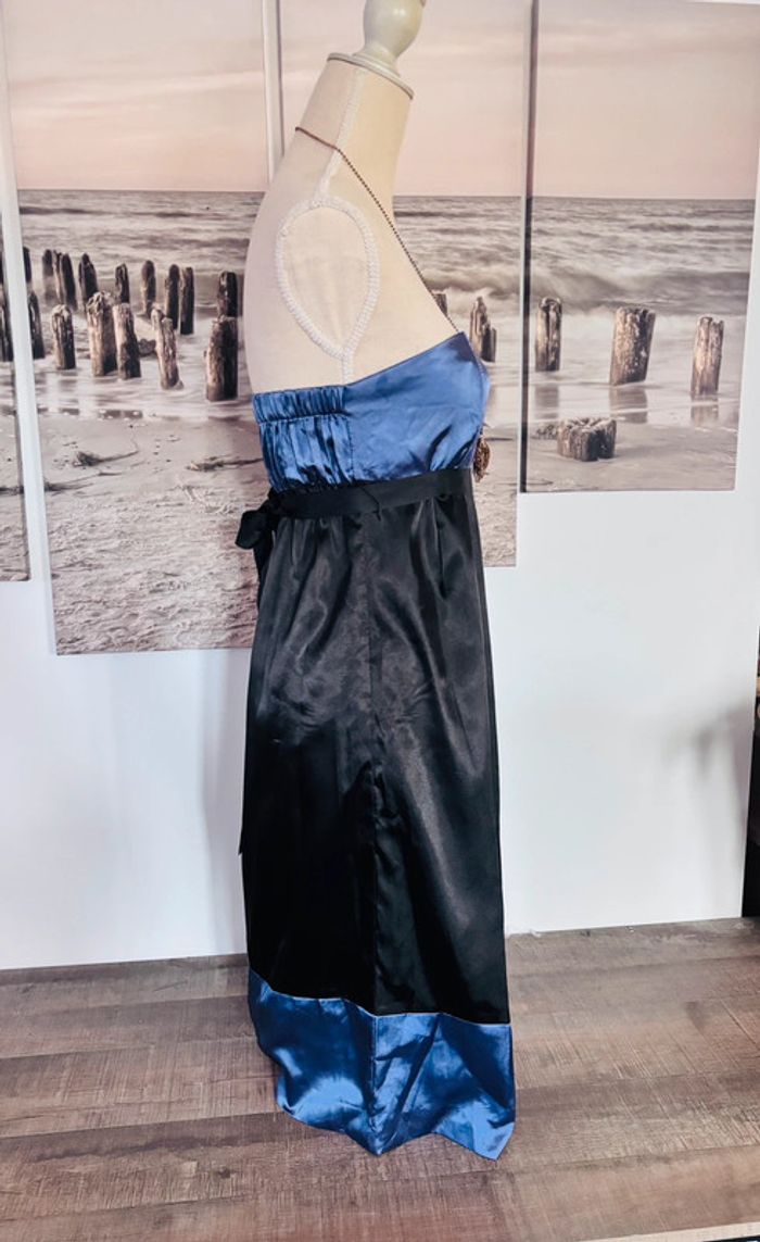 👗 Robe de soirée bustier satiné lila et noire taille 38 M #meimei - photo numéro 5
