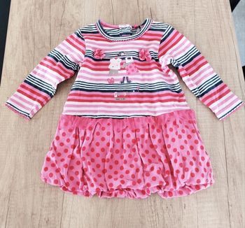 Robe boule fille rayée rose fuschia taille 6 mois Orchestra