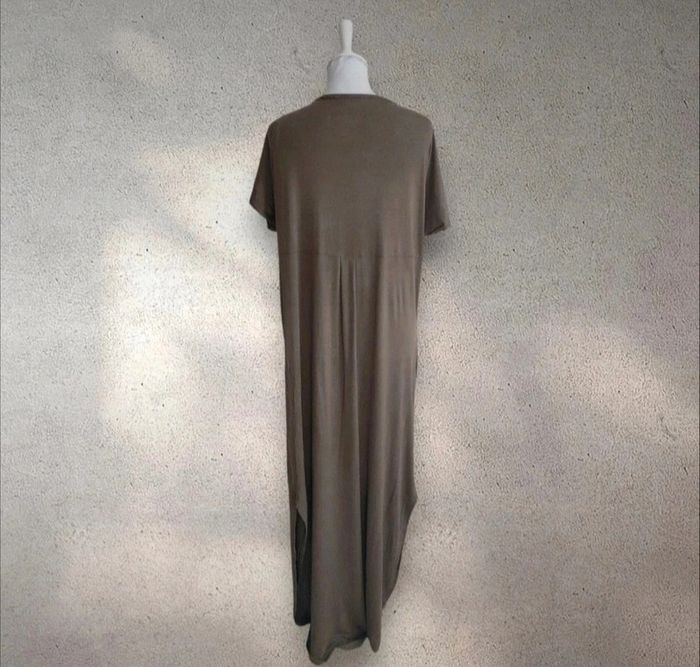 Robe longue fendue manches courtes kaki taille unique - photo numéro 7