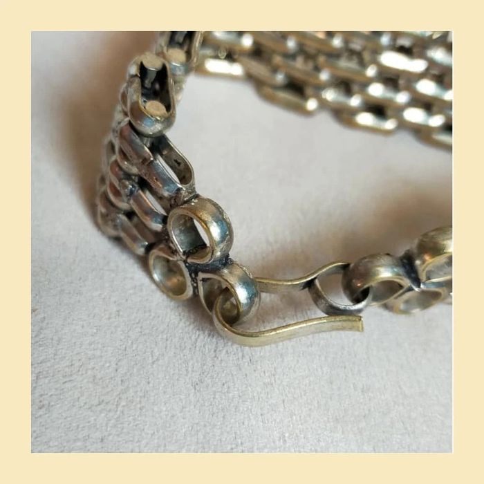 Bracelet manchette vintage argenté à maillons larges – style tribal bohème - photo numéro 7