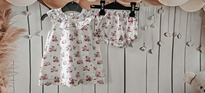 Ensemble fille robe et culotte chatons lapins 50 cm - photo numéro 2