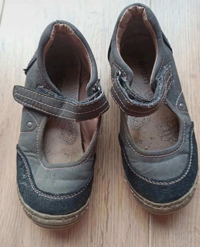 chaussures noires grise fille fermeture a scratch éram pointure 27 - photo numéro 2