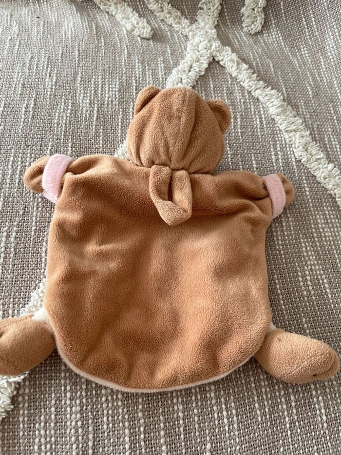 Peluche Doudou et compagnie marionnette 23cm souris déguisé en chat marron beige rose très bon état - photo numéro 4