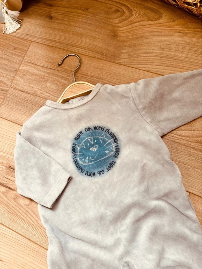 Taille 6 mois pyjama velours garçon Tex bleu et gris * tigre * 💙 - photo numéro 3