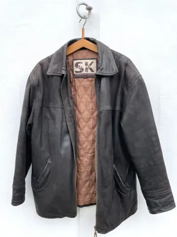 Skipper brown leather jacket veste en cuir marron vintage Mens S