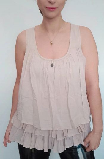 Blouse sans manches volantée casual romantique tu