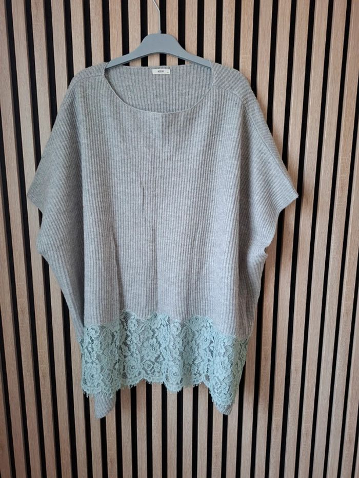 Poncho/cape avec laine bohème hippie chic romantique T unique