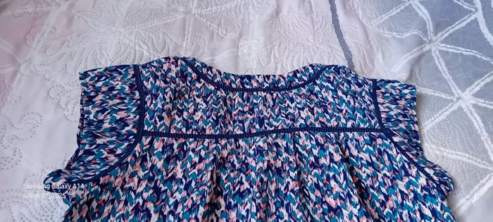 Blouse manches courtes col V imprimé coloré chevrons femme M rue des abesses - photo numéro 17