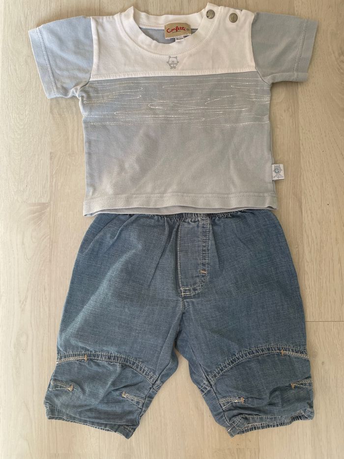 Ensemble pantalon léger et t-shirt manches courtes garçon 3 mois Confetti