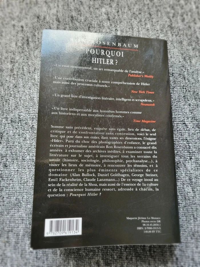 Pourquoi Hitler ? Ron Rosenbaum – Enquête Historique – Origine du Mal – JC Lattès – Broché - photo numéro 18
