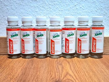 Lot 7× Elmex Junior 6-12 ans – Bain de bouche anti-caries – Format voyage / échantillon