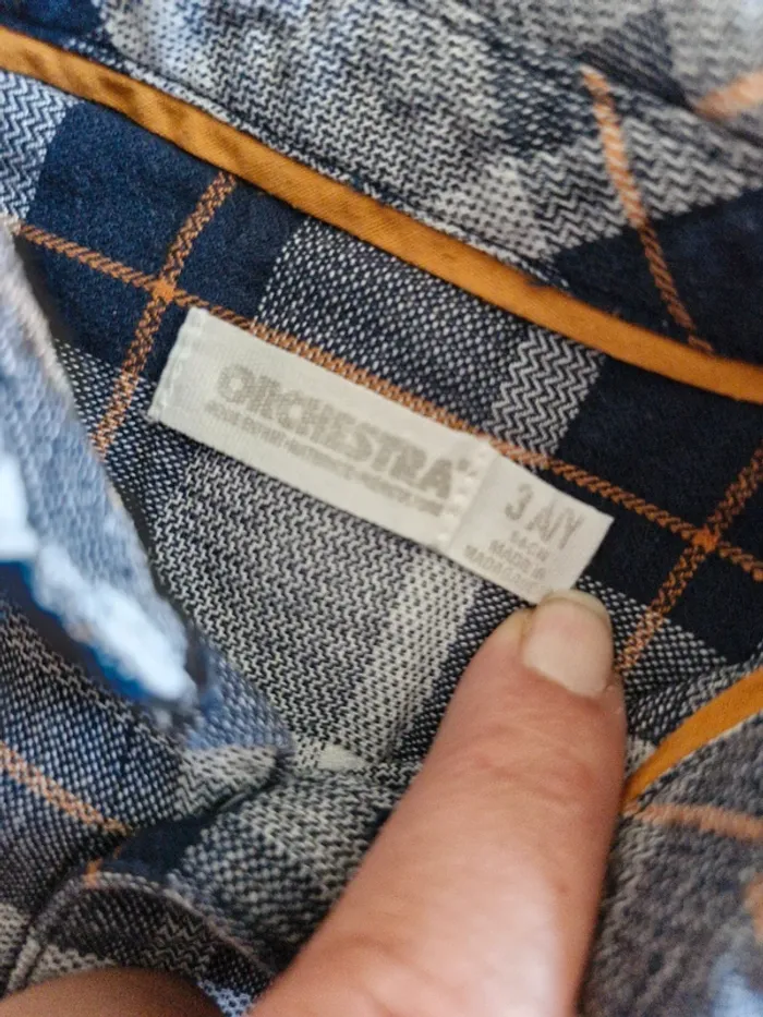 Chemise manches longues garçon 3 ans Orchestra bleu marine coton - photo numéro 2