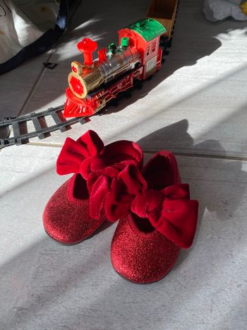 Ballerines bébé 18/19  rouge métallisé noeud velours H&M