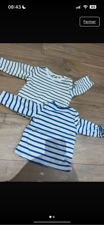 2 t shirts manches longue réversible 9 mois