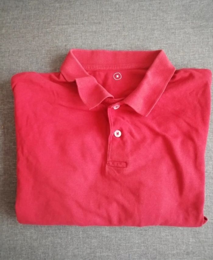 T-shirt type polo rouge M , tex - photo numéro 2