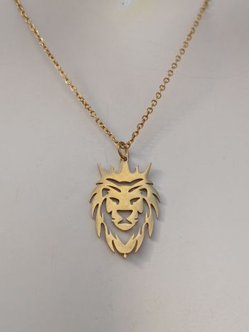 Collier en acier inoxydable doré lion 🦁