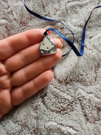 Sautoir ruban pendentif bourse argentée