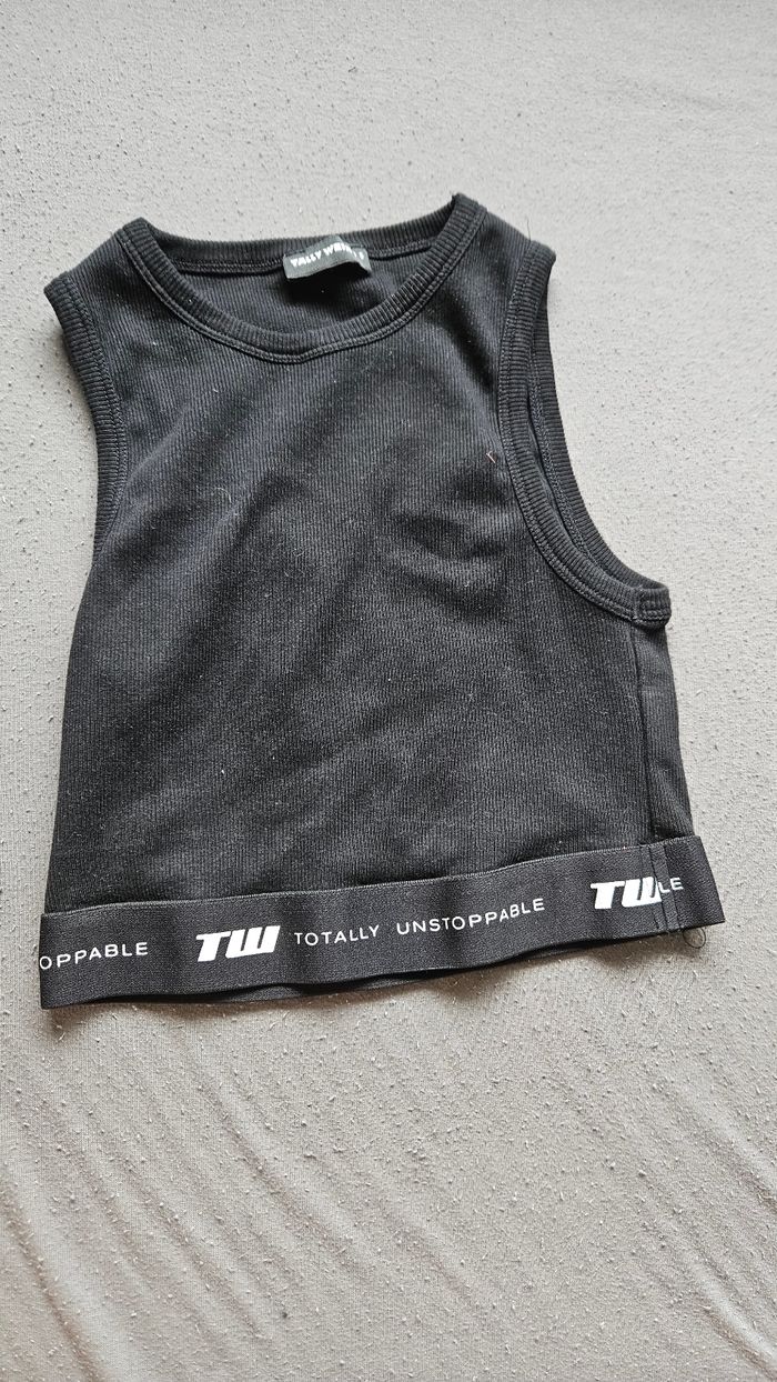 Top noir sans manches élastique streetwear S Tally Weijl - photo numéro 6