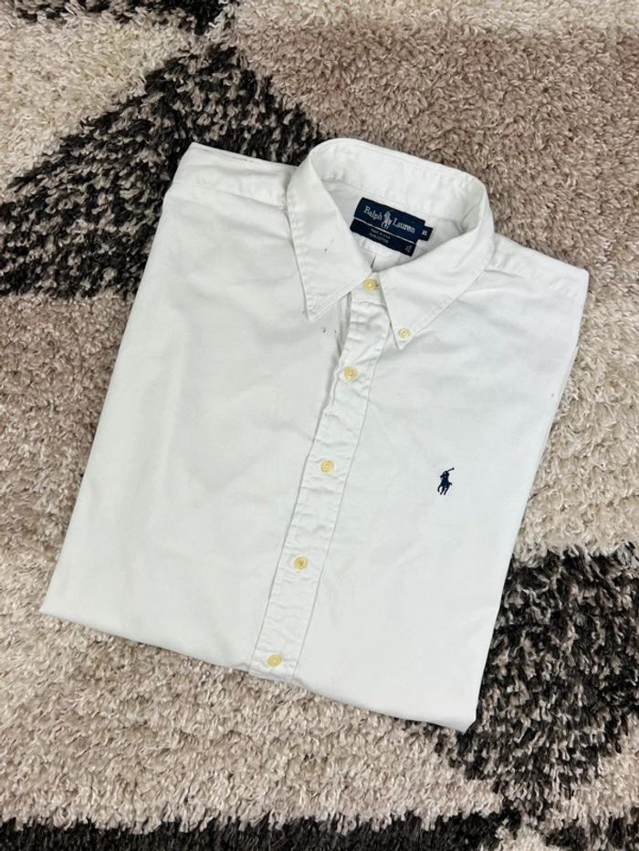 Chemise Ralph Lauren blanc taille XL made in usa logo brodé noir style old money