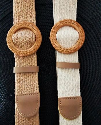 A39 lot de 2 ceinture paille nature bohème ajustable