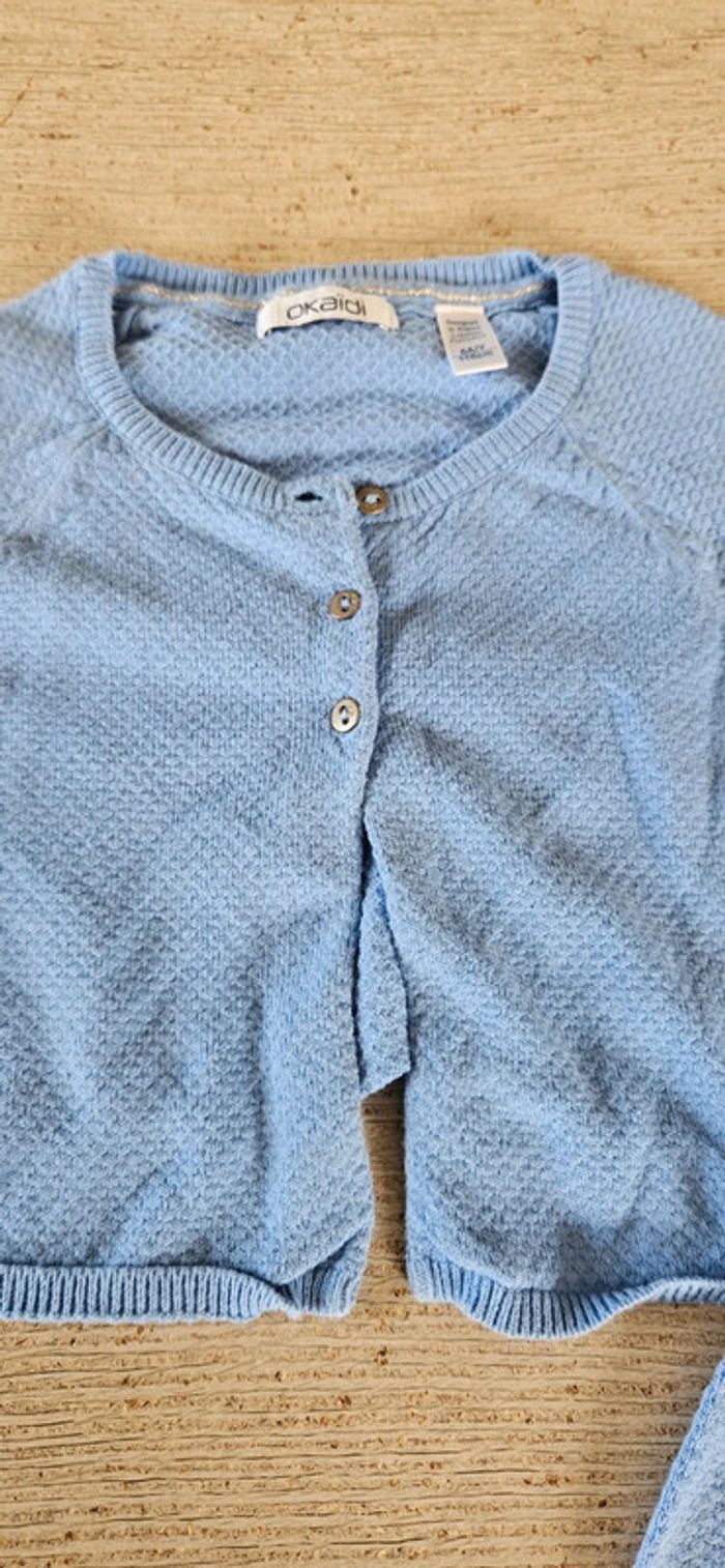 Gilet blaeu clair, court, à manches longues, Okaïdi, 6 ans,nickel - photo numéro 5