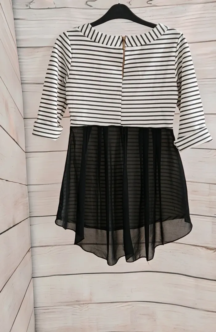 Haut femme rayé S/M – voile noir – sans marque - photo numéro 2