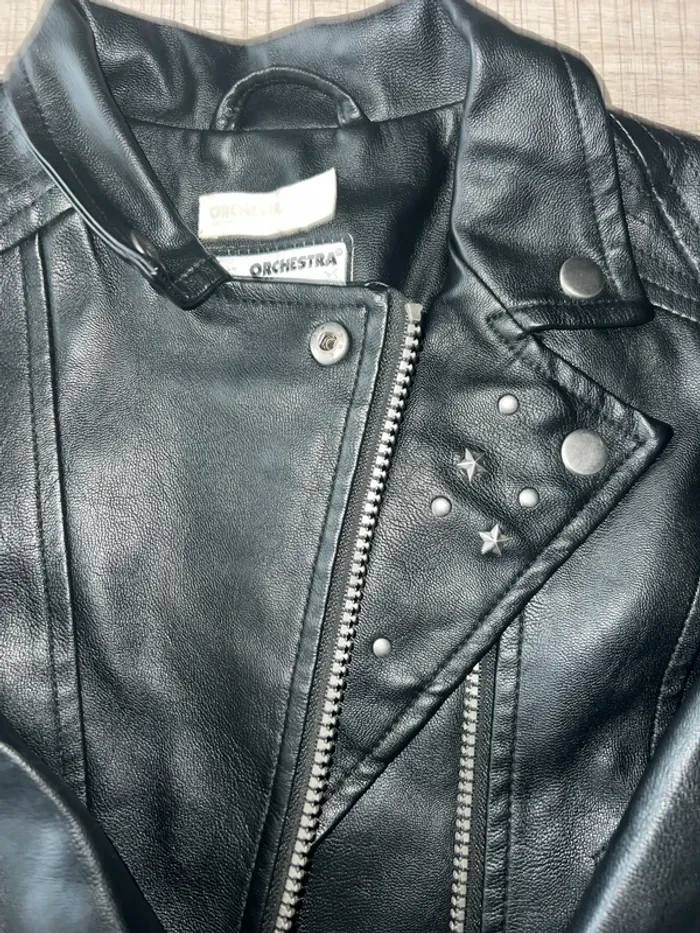 Veste noire simili cuir - photo numéro 2
