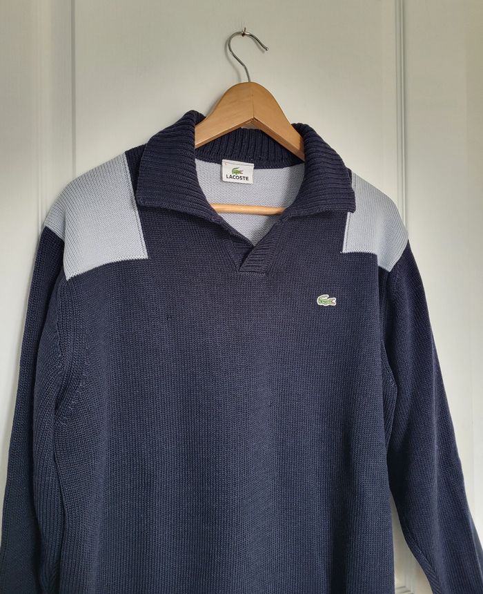 51% laine Pull col camionneur sans zip Lacoste chaud épais taille 5 L état impeccable - photo numéro 3