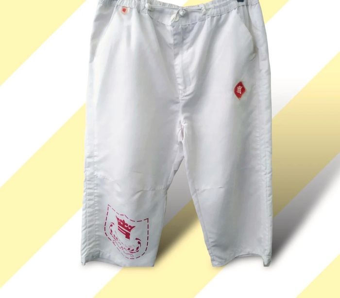 Pantacourt léger homme été blanc et rouge Rivaldi