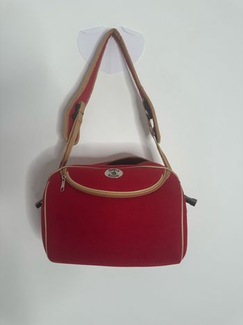 Trousse de toilette vanity rouge bordeaux et camel Travel & Pleasure Vintage