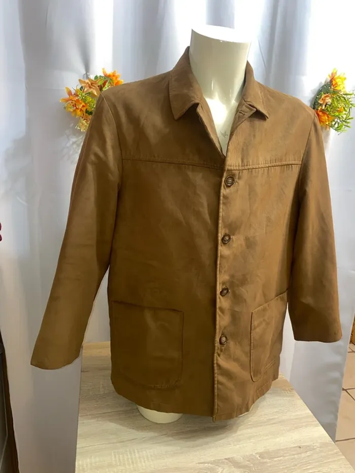 Veste légère / surchemise en peau marron vintage Laurent Cerrer taille XL - n11p - photo numéro 3