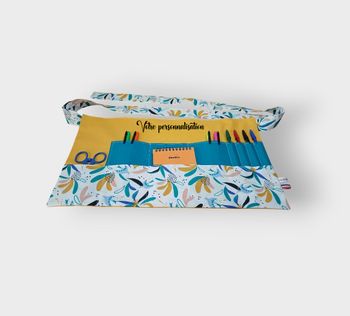 Tablier maîtresse - maitre - Atsem, tablier multipoches personnalisable, jaune et bleu
