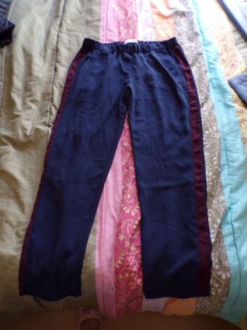Pantalon marine à bandes prunes T40