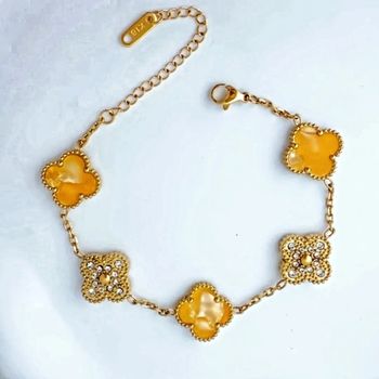 Promo Bracelet stainless steel 18k trèfle 1,2 cm porte-bonheur élégant et résistant à l'eau 💦